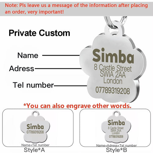 Personalized Pet ID Tag - Engraved Name & Contact